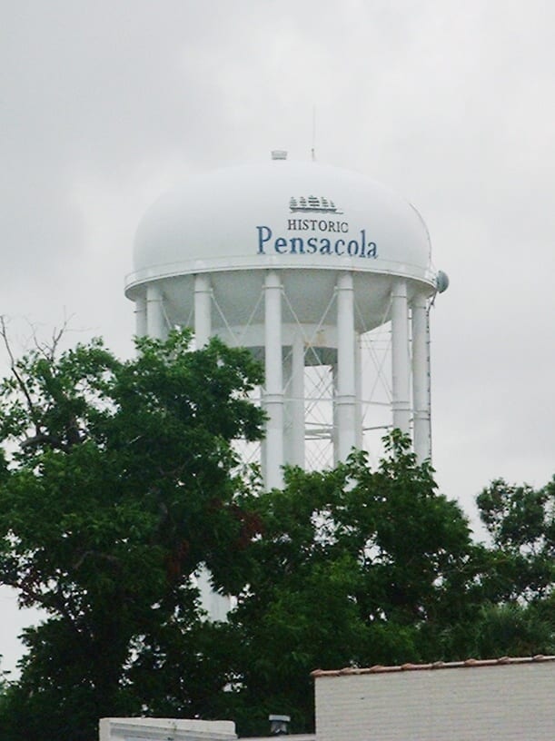 Historic Pensacola water tower photographed in 2005